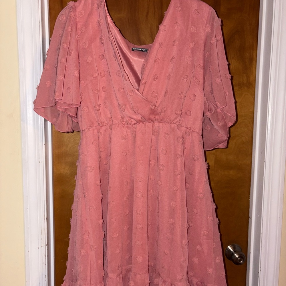 SHEIN Pink Ruffled Babydoll Mini Dress